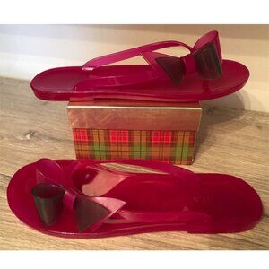 FURLA Italy Jelly Bow Flip Flop Sandals 36 US-6